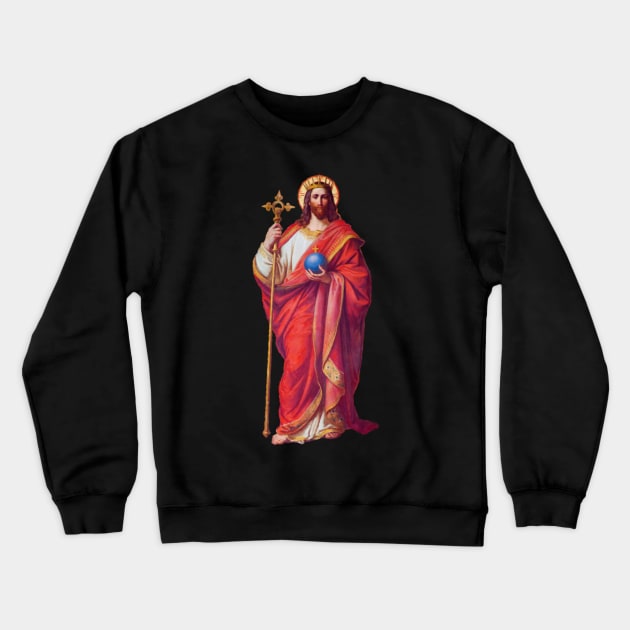 Jesus Christ King of the World Crewneck Sweatshirt by Beltschazar